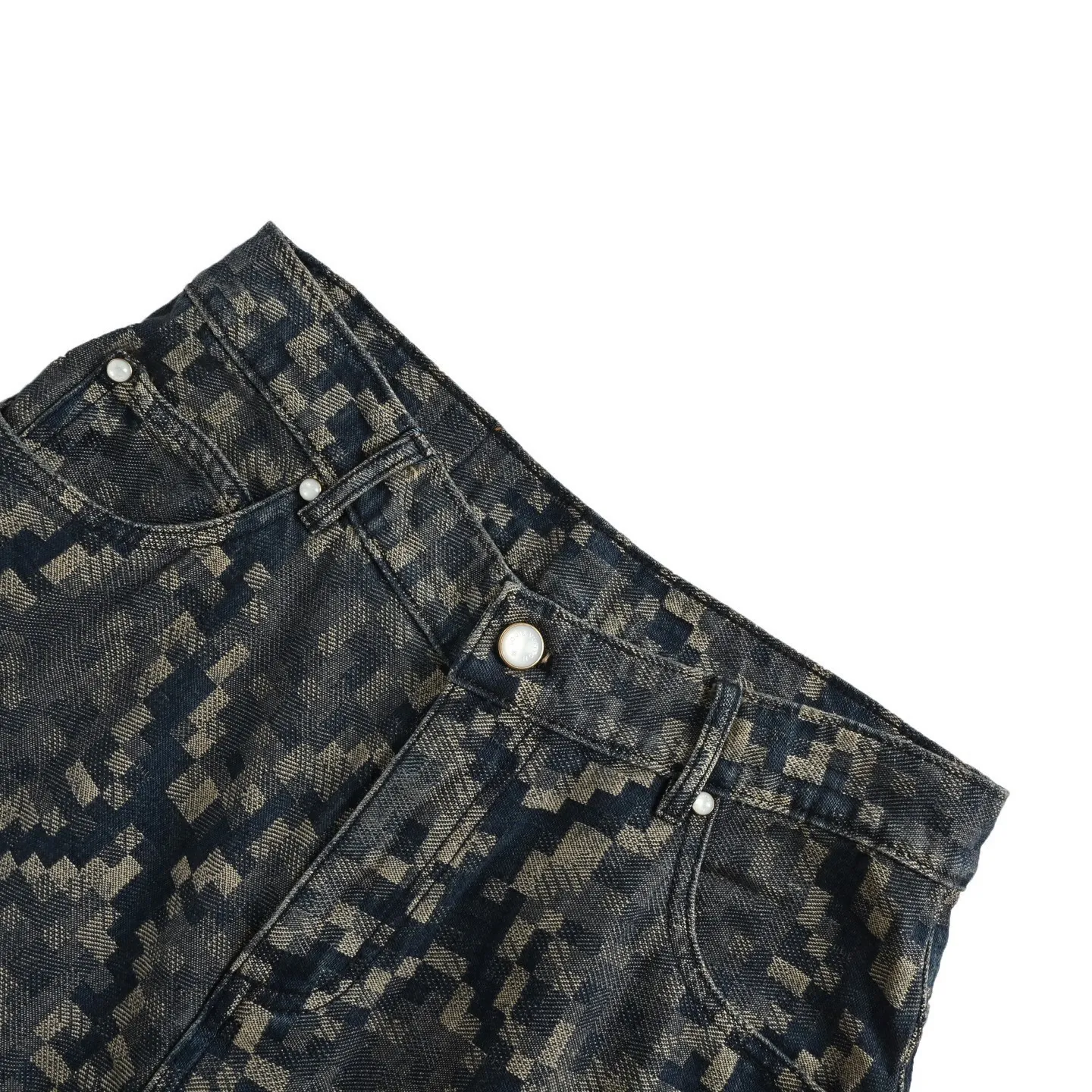 Louis Vuitton/Louis Vuitton 25ss snake pattern mosaic denim shorts